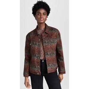 BruceGlen Linear Leopard Jean Jacket